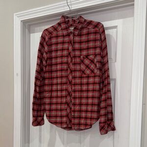 Abercrombie & Fitch Redish Orange Button Up Plaid Shirt